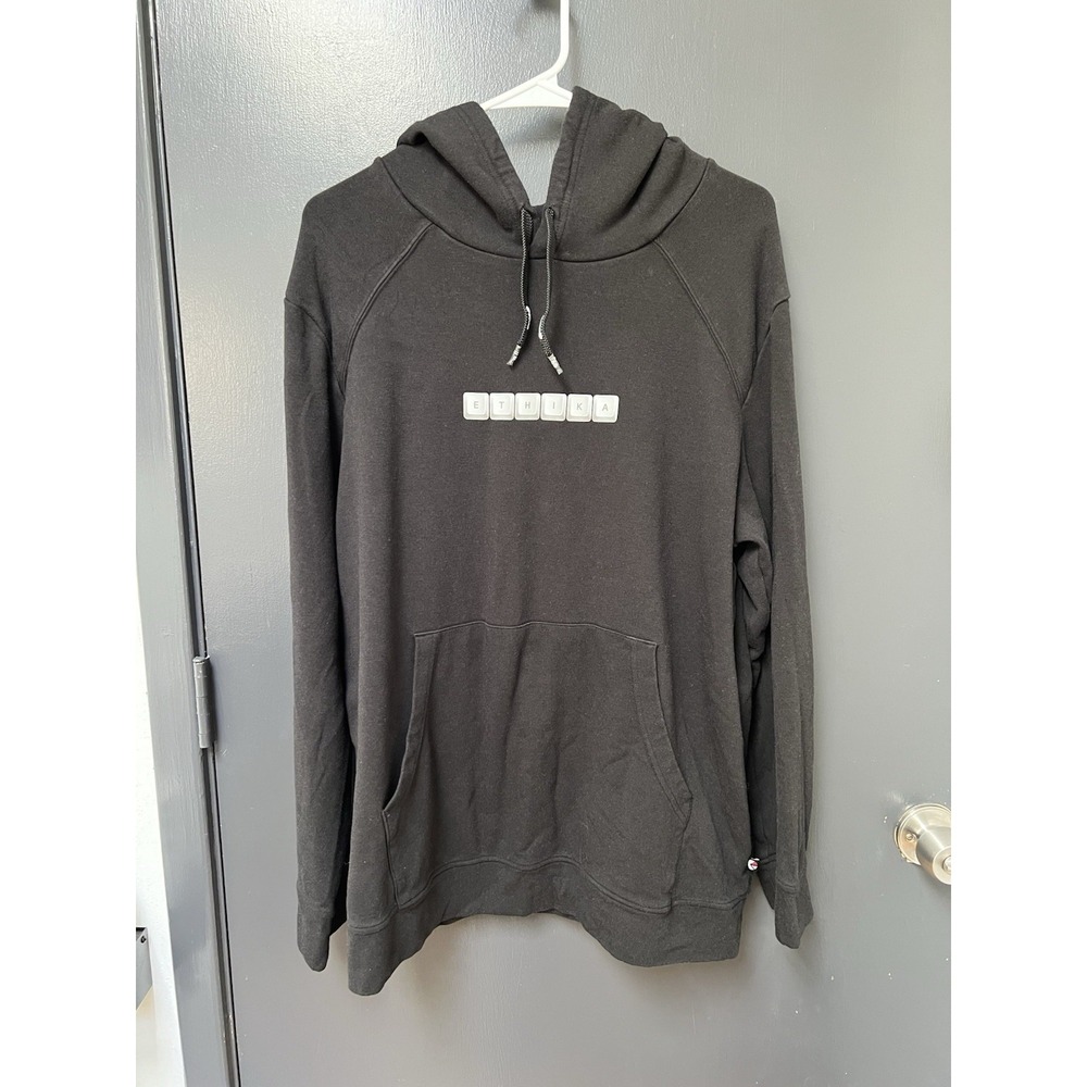 Ethika Men's Sz XL Logo Hoodie Sweatshirt Black Skater Streetwear Lounge